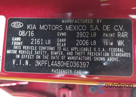 2017 Kia Forte Ex z USA, uszkodzony, nr VIN 3KPFL4A80HE036397